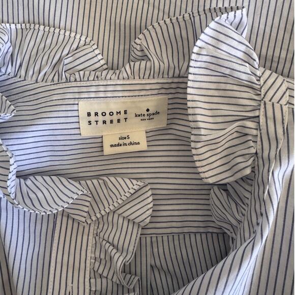 Kate Spade Broome Street Button Down Ruffle Neck Blouse Size Small - Picture 4 of 5